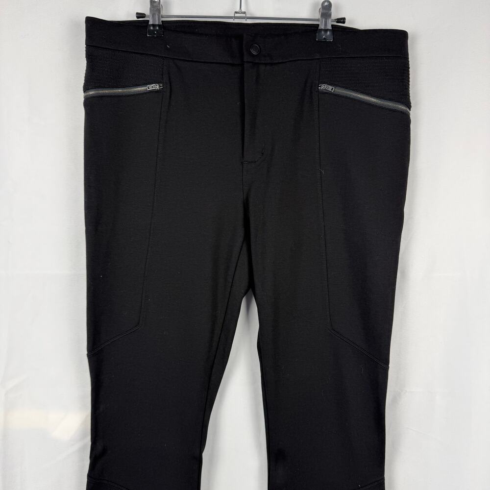 Athleta Black Ponte Moto 2.0 Zipper Mid Rise Stretch Leggings Pant 16 Tall